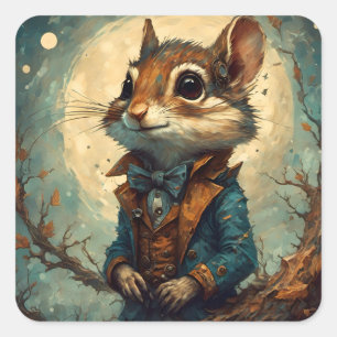 Adorable Steampunk Chipmunk Quadratischer Aufkleber