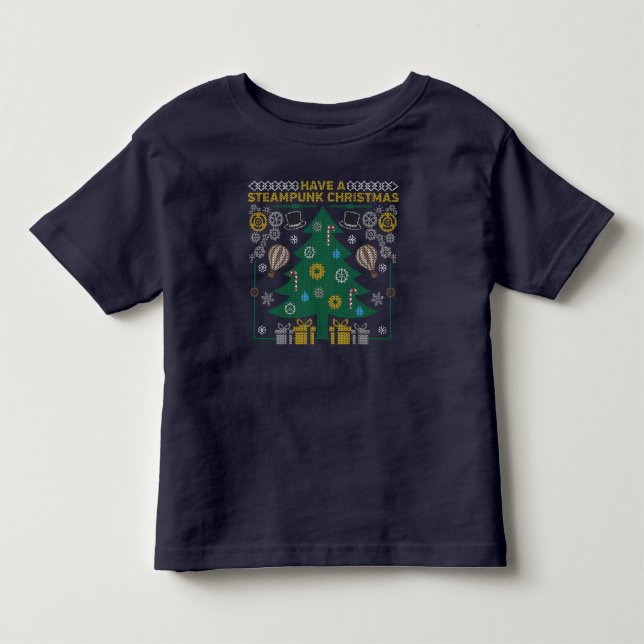 Adorable Steampunk Ugly Christmas Sweater T - Shir Kleinkind T-shirt (Vorderseite)