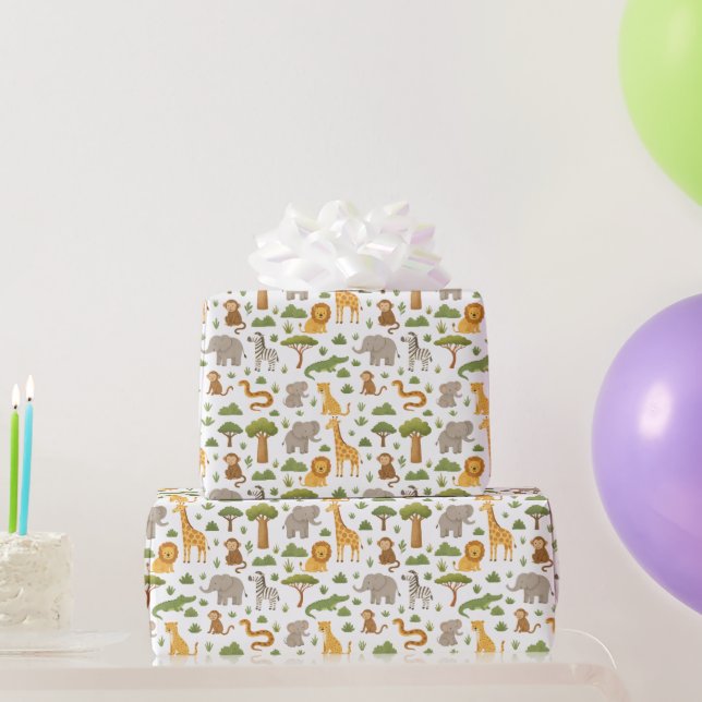Adorable Storybook Safari Tiere Geschenk Wrap Geschenkpapier (Partygeschenke)