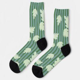 Adorable Streifen mit Blattgrün Socken