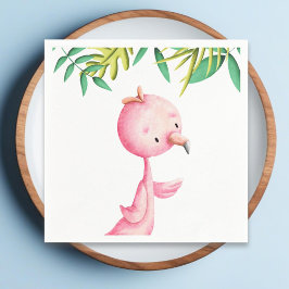 Adorable Summer Pink Flamingo Tropisches Party Serviette