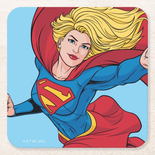 Adorable Supergirl Stance Rechteckiger Pappuntersetzer (Vorderseite)
