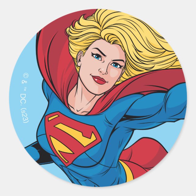 Adorable Supergirl Stance Runder Aufkleber (Vorderseite)