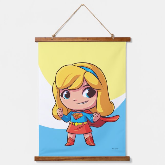 Adorable Supergirl Stance Wandteppich Mit Holzrahmen (Vorderseite)