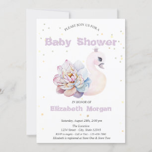 Adorable Swan Stars Blume Babydusche Einladung