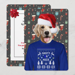 Adorable Sweater Party Golden Retriever Invitation