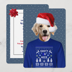 Adorable Sweater Party Golden Retriever Invitation