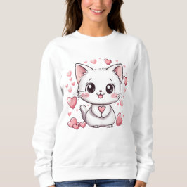 Adorable Sweatshirt de dessin de chat avec concept
