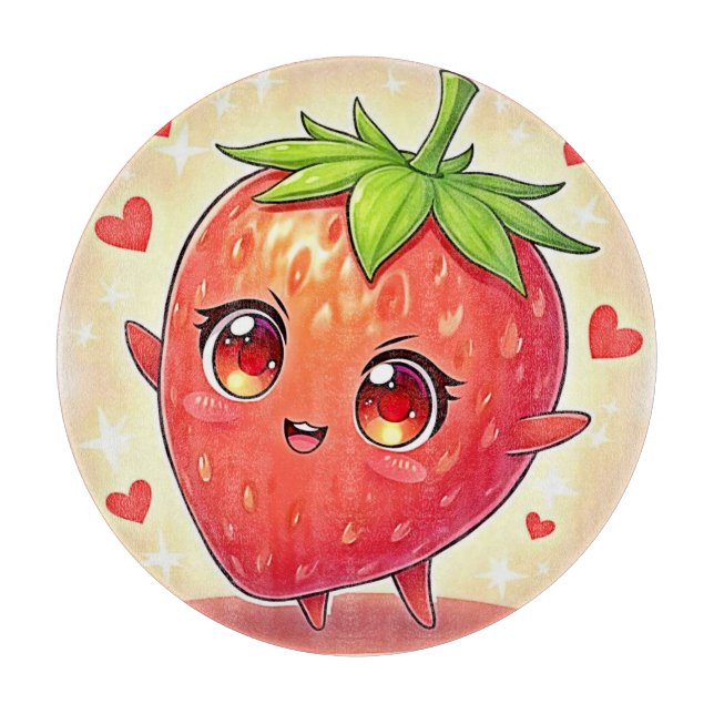 Adorable Sweet Strawberry Bliss Schneidebrett (Vorderseite)