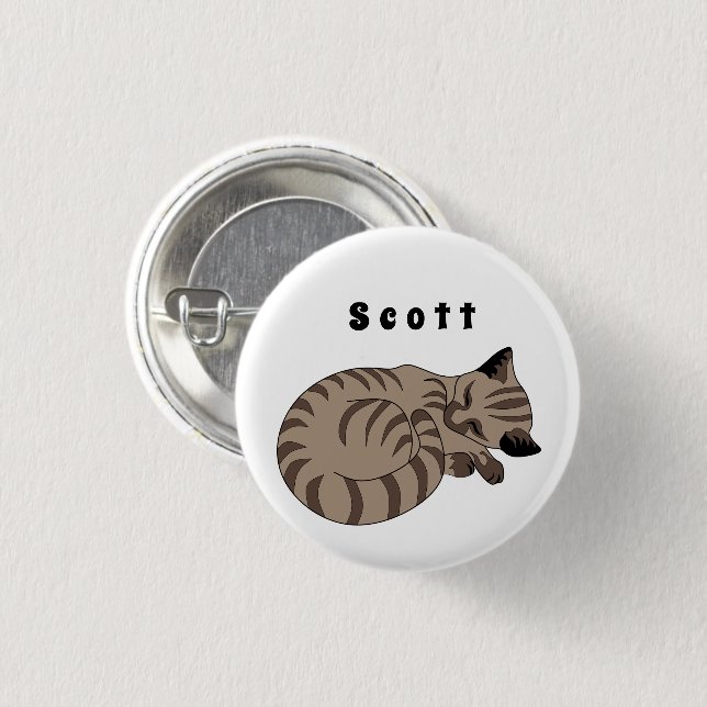Adorable Tan Tabby Kitten Schlafname Tag Button (Vorne & Hinten)