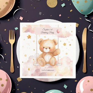 Adorable Teddy Bär Geburtstag - Custom Untersetzer Serviette