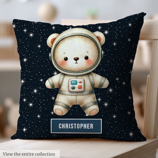 Adorable Teddy Bear Astronaut Kissen für Baby Boy (Baby Boy Decorative Pillow Astronaut Teddy Bear Art)