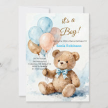 Adorable Teddy Bear Baby Shower Invitation