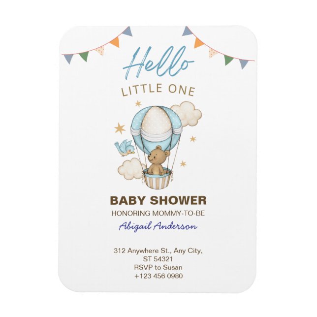 Adorable Teddy Bear Boy Kid Baby Shower Invitation Magnet (Vertikal)