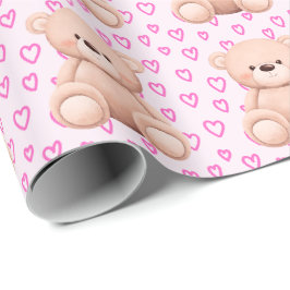 Adorable Teddy Bear Gift Wrap - für Baby Girls Geschenkpapier
