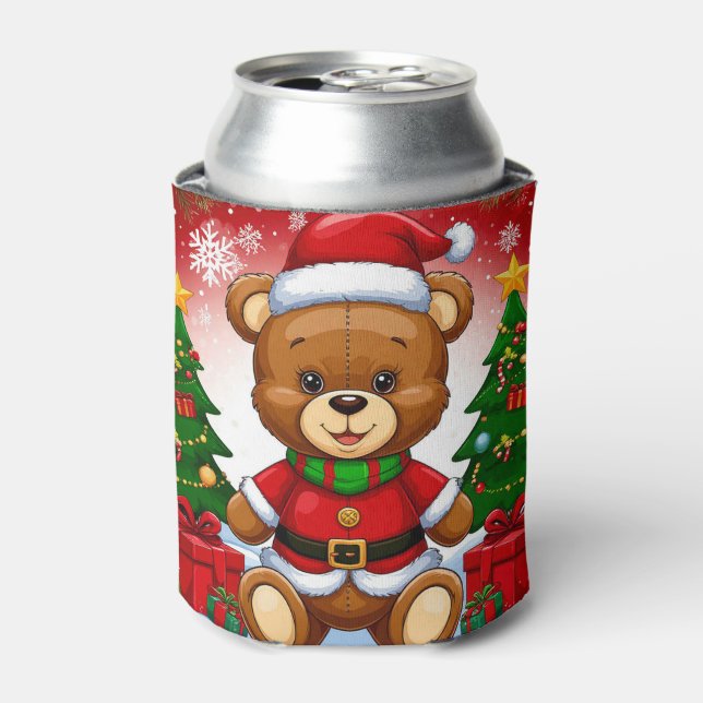 Adorable Teddy Bear im Santa Anzug Dosenkühler (Kanne Vorderseite)