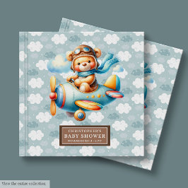 Adorable Teddy Bear Pilot Baby shower livre d'or
