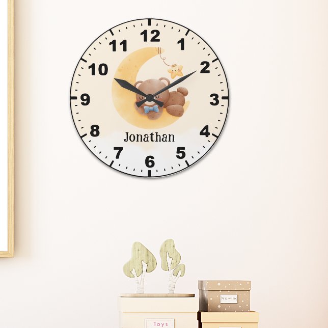 Adorable Teddy Bear Room Boy Große Wanduhr (Von Creator hochgeladen)