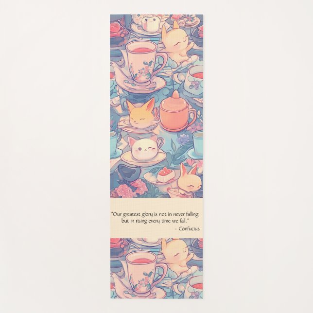 Adorable Tee Party Doodle Yogamatte (Vorderseite)