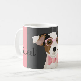 Adorable Terrier Hund mit Brille und Bugs-Krawatte Kaffeetasse