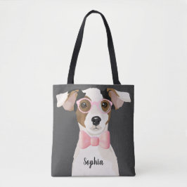 Adorable Terrier Hund mit Brille und Krawatte, Tas Tasche