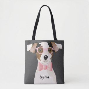 Adorable Terrier Hund mit Brille und Krawatte, Tas Tasche