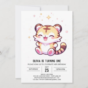 Adorable Tiger 1. Geburtstag Einladung