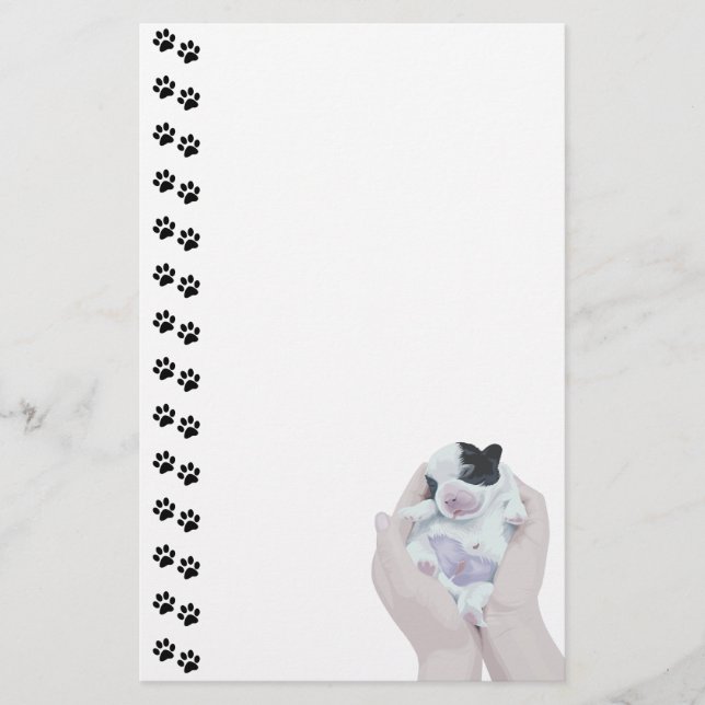 Adorable Tiny Newborn Puppy Stationery Briefpapier (Vorderseite)