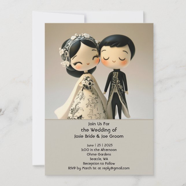 Adorable traditionelle Ehepaare Einladung (Vorderseite)