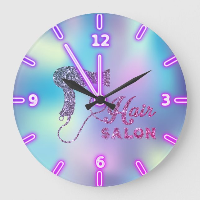 Adorable Trendy Ombre Haartrockner Große Wanduhr (Vorderseite)
