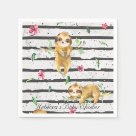 Adorable Tropical Sloth Baby Dusche Personalisiert Serviette