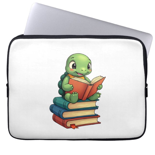 Adorable Turtle Reading Books (3) Laptopschutzhülle (Vorderseite)