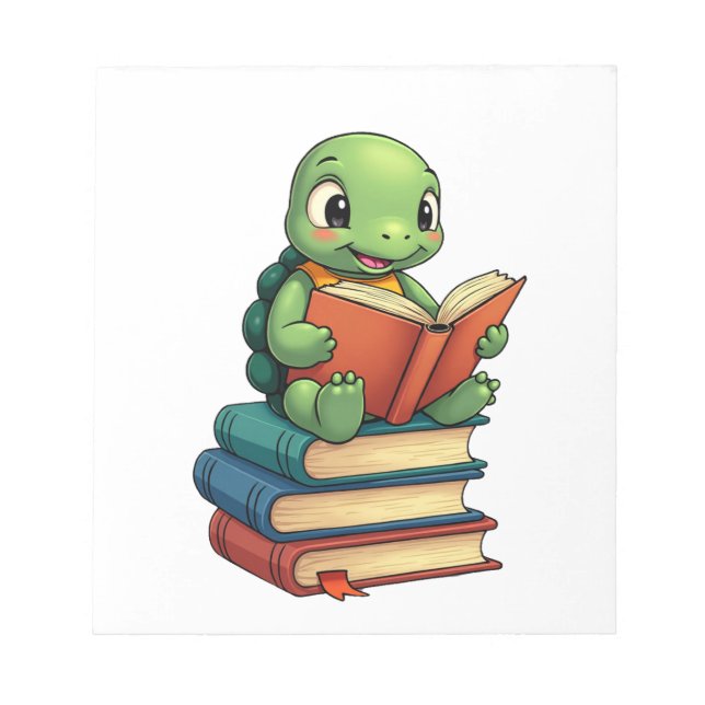Adorable Turtle Reading Books (3) Notizblock (Vorderseite)
