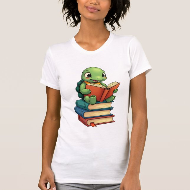 Adorable Turtle Reading Books (3) T-Shirt (Vorderseite)