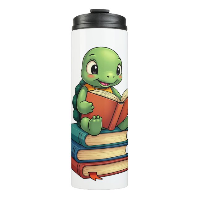 Adorable Turtle Reading Books (3) Thermosbecher (Vorderseite)