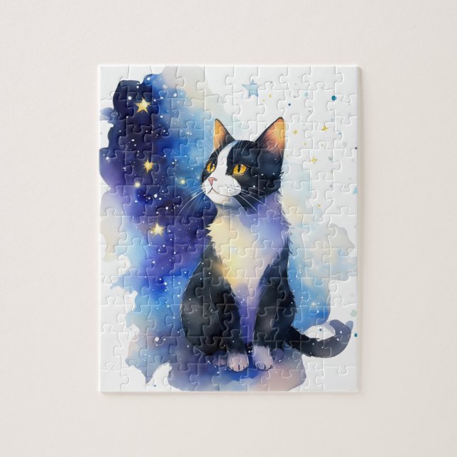 Adorable Tuxedo Cat Aquarellbilder (Vertikal)