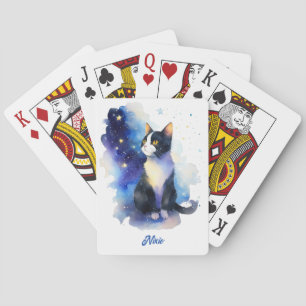 Adorable Tuxedo Cat Aquarellbilder Spielkarten