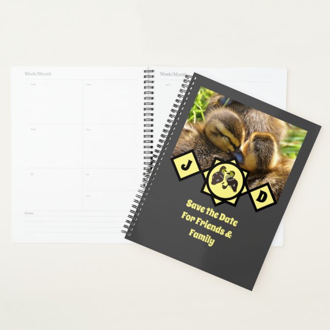 Adorable Twin Ducklings Monogramme Photo (Devant avec enveloppe)