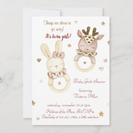 Adorable Twin Girls Kinderdusche Einladung