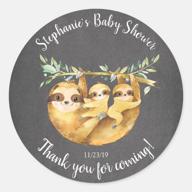 Adorable Twins Sloth Baby Douche Favoriser Sticker (Devant)