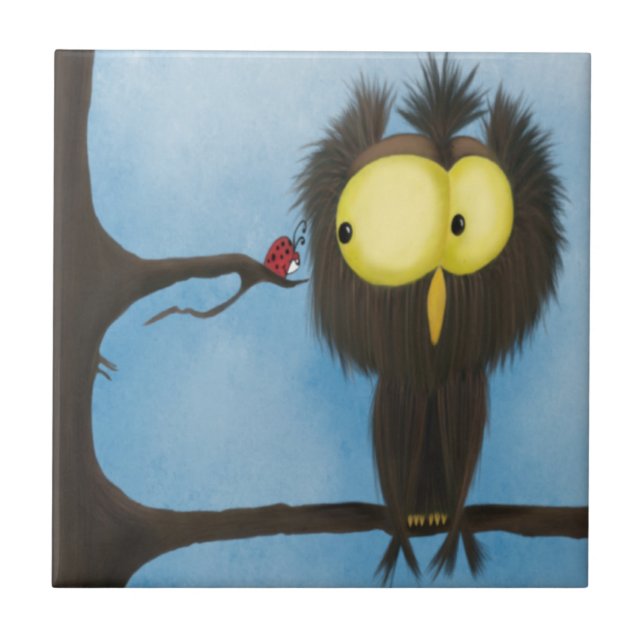 Adorable und farbenfrohe Owl Oliver Fliese (Vorderseite)