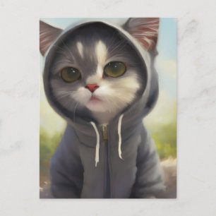 Adorable und Sweet Kitten mit Hoodie Postkarte