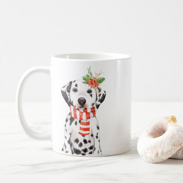 Adorable vacances Dalmatie fantaisie Script Mug (Avec donut)
