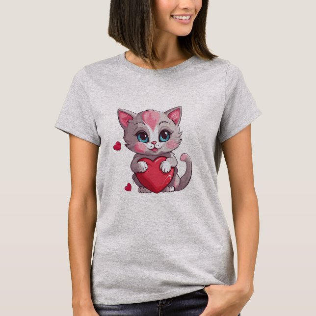 Adorable Valentine Kitten T-Shirt (Vorderseite)