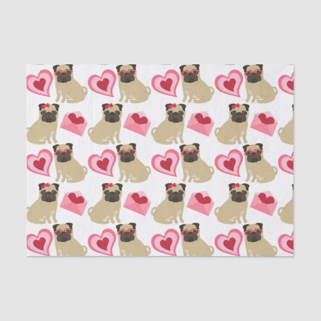 Adorable Valentine Möpsen Seidenpapier (Vorderseite)