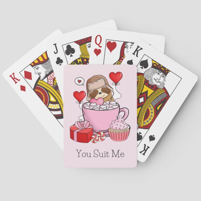 Adorable Valentine Sloth Spielkarten (Rückseite)