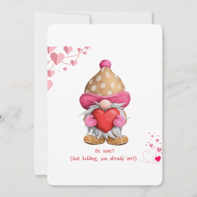 💖 Adorable Valentine's Day Gnome Card Einladung (Vorderseite)