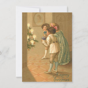 Adorable Viktorianisch Children Vintage Weihnachte Mitteilungskarte