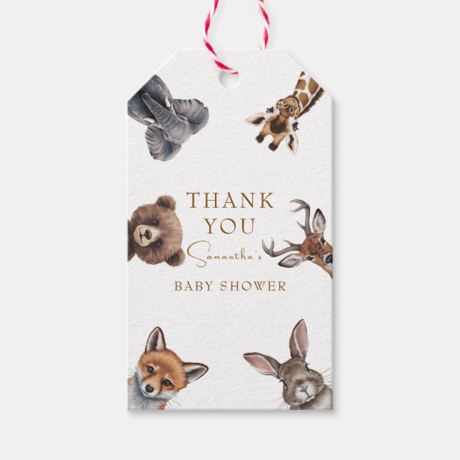 Adorable Waldtiere Babyduschfavoriten Geschenkanhänger (Vorderseite)