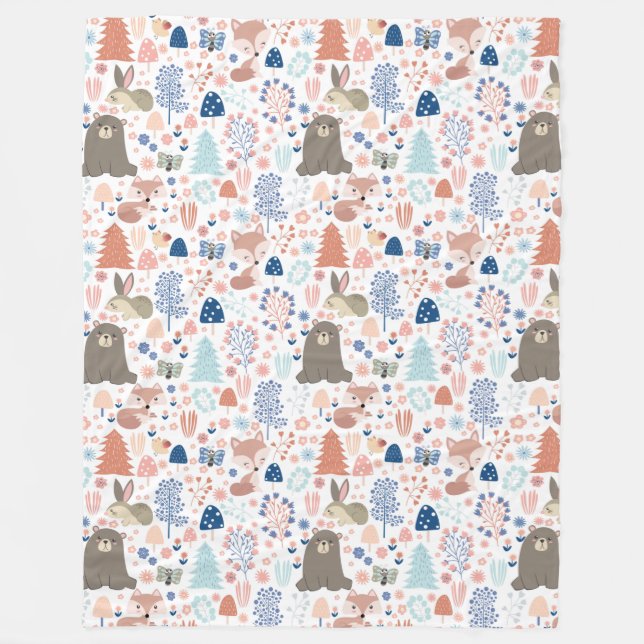 Adorable Waldtiere Fleecedecke (Vorderseite)